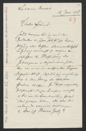 Brief an Ferruccio Busoni : 15.01.1918