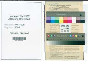 Entnazifizierung Gerhard Niessen , geb. 05.03.1879 (Schuhmacher)