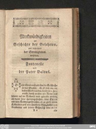 Fontenelle und der Pater Baltus.