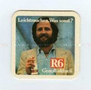Bierdeckel mit Werbeaufdruck für "R6"-Zigaretten
