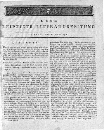 [Einführung in die Rubrik:] Liturgik