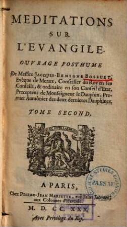 Meditations Sur L'Evangile : Ouvrage Posthume, 2
