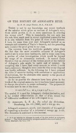 On the history of Arbogast`s rule.