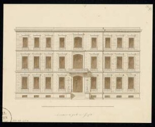 Fassade für ein Haus Unter den Linden, Berlin Monatskonkurrenz April 1833: Aufriss Fassade; Maßstabsleiste