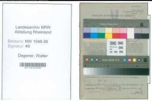 Entnazifizierung Walter Degener , geb. 27.04.1908 (Inspektor)