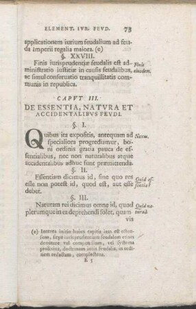 Capvt III. De Essentia, Natvra Et Accidentalibvs Fevdi.