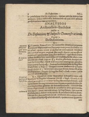 Analyseos Aristotelico-Euclideae Sectio I.