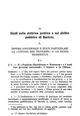 [Saggio] II. Studi sulla dottrina politica e sul diritto pubblico di Bartolo.
