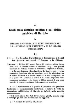 [Saggio] II. Studi sulla dottrina politica e sul diritto pubblico di Bartolo.