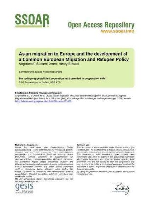 Asian migration to Europe and the development of a Common European Migration and Refugee Policy
