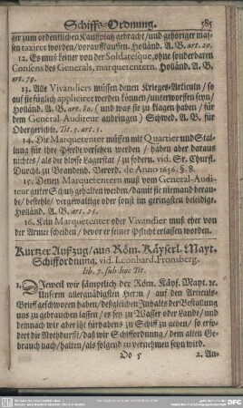 Kurtzer Aufzug, aus Röm. Käyserl. Mayt. Schiffordnung