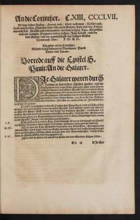 Vorrede auff die Epistel S. Pauli: An die Galater.