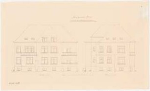 Umbau eines Landhauses Monatskonkurrenz Februar 1933: Variante: Aufriss Südansicht, Westansicht; Maßstabsleiste