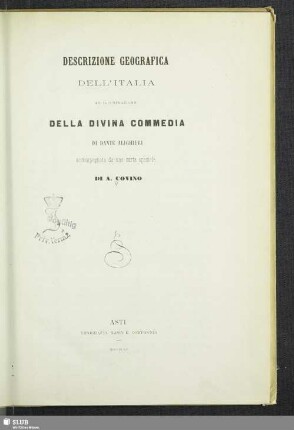 Descrizione geografica dell'Italia ad illustrazione della divina commedia di Dante Alighieri : accompagnata da una carta speciale
