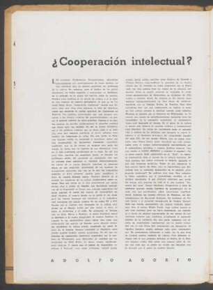 ¿Cooperación intelectual?