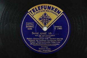 Sonst spielt' ich... : aus: Zar und Zimmermann / Albert Lortzing