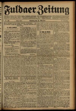 Erste Ausgabe vom Samstag, den 27. Mai 1916.