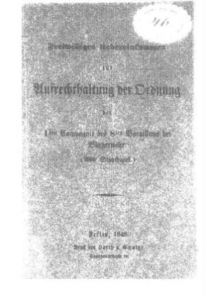 Freiwilliges Uebereinkommen zur Aufrechthaltung der Ordnung [...]