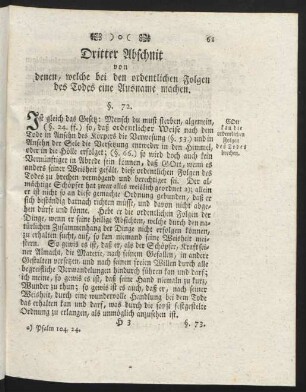 Dritter Abschnit von denen, welche bei den ordentlichen Folgen des Todes eine Ausname machen.