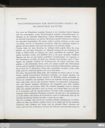 Ernst Kühnel Nachwirkungen Der Koptischen Kunst Im Islamischen Ägypten