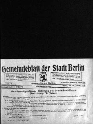 Sonderausgabe, 25. Januar 1924