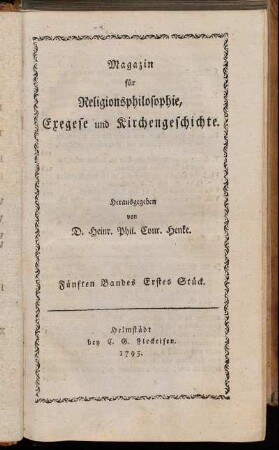 Fünften Bandes Erstes Stück.