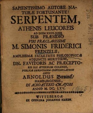Serpentem, Athenis Leucoreis