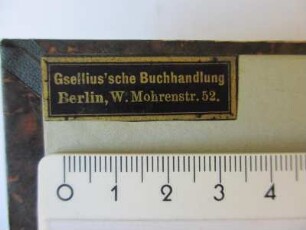 Gsellius'sche Buchhandlung / Etikett: Buchhändler/Buchhändlerin