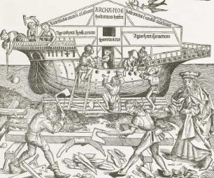 Der Bau der Arche Noah : Schedelsche Welchronik: Arche Noah