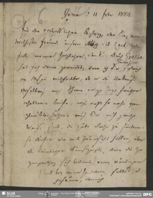 Eigenh. Brief von Heinrich Carl Abraham Eichstaedt an August Wilhelm von Schlegel, Jena, 11.02.1804
