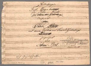 Gutenbergs Fest-Walzer, pf, D-Dur - BSB Mus.Schott.Ha 4608-2 : [title page, manuscript 1:] Gutenbergs= // Fest=Walzer. [crossed out: "brillant."] // für Piano-Forte. // [crossed out: "Zu Ehren des Gutenbergs."] // componirt // [crossed out: "von // Jean Bott."] // und denen Verehrer und Freunde Gutenbergs // [illegible word] // zugeeignet // von Johann Bott.