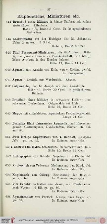 Kupferstiche, Miniaturen (Nr. 642-659)