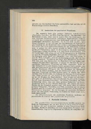 C. Anomalien der psychischen Functionen