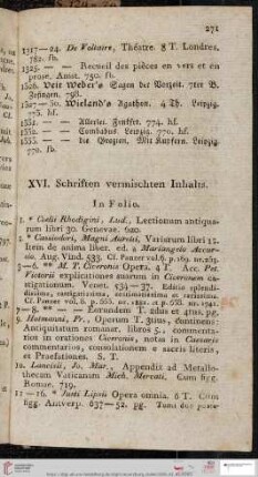XVI. Schriften vermischten Inhalts