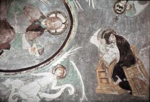 Christus in der Mandorla umgeben von den Kirchenvätern und den Evangelistensymbolen