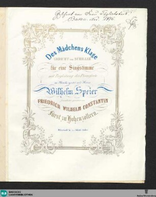 Des Mädchens Klage : für eine Singstimme mit Begleitung des Pianoforte