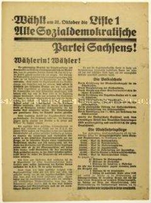 Aufruf der Alten Sozialdemokratischen Partei Sachsens zur sächsischen Landtagswahl 1926