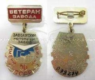 Medaille "Veteran des Betriebes" zum 50. Jahrestag der Sowjetunion, mit Karte