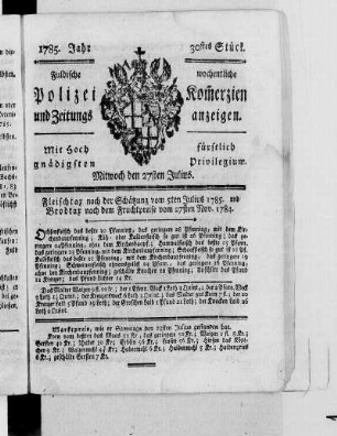 30tes Stück., Ausgabe vom 27. Juli 1785