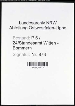 Sterberegister Standesamt Witten-Bommern
