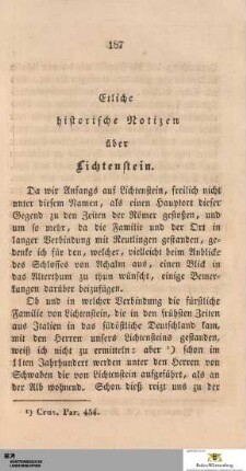 Etliche historische Notizen über Lichtenstein