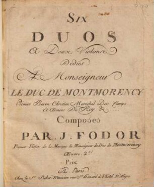 Six duos a deux violons : oeuvre 2e