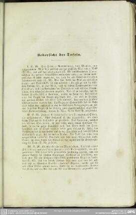 Uebersicht der Tafeln