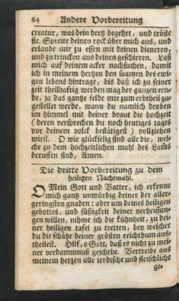 Die dritte Vorbereitung zu dem heiligen Nachtmahl