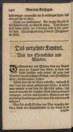 Das vierzehnte Kapittel. Von den Ehrenstellen und Würden