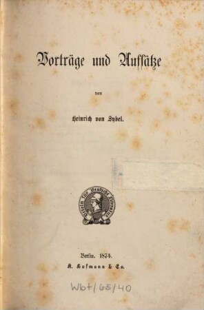 Vorträge und Aufsätze