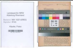 Entnazifizierung Franz Klauke , geb. 22.08.1902 (Postschaffner)