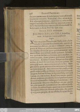 Epist. XCI. Antverpiam. Iacobo Rolantio, V. Reipublicae nato. In Supremâ Curiâ Consiliario Regio.