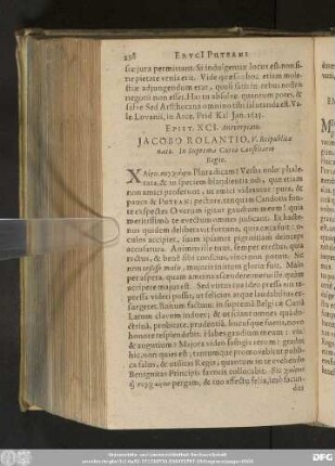 Epist. XCI. Antverpiam. Iacobo Rolantio, V. Reipublicae nato. In Supremâ Curiâ Consiliario Regio.