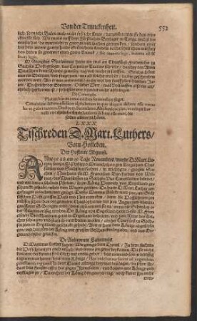 LXXX. Tischreden D. Mart. Luthers/ Vom Hofleben.